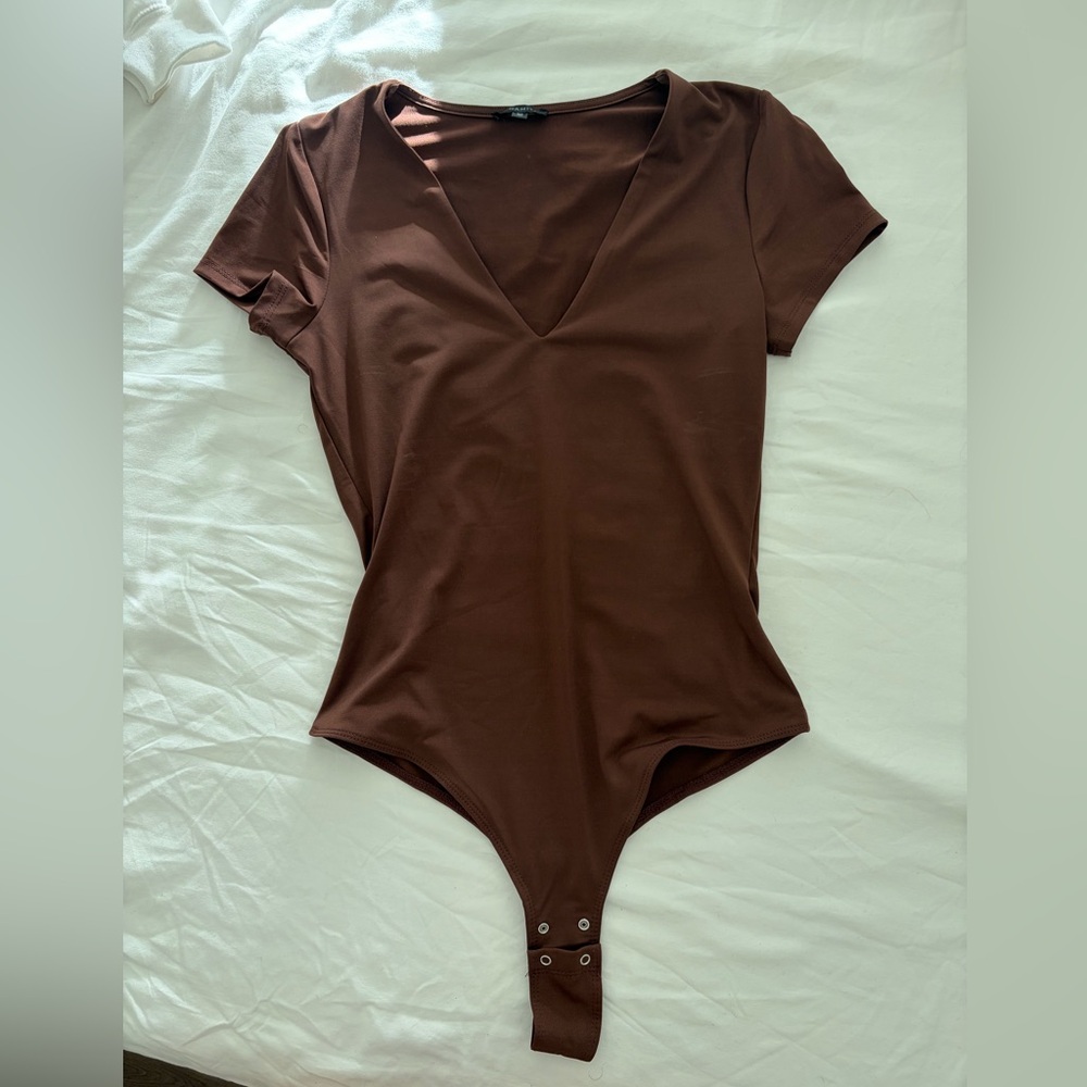 Dynamite Chocolate Brown V-Neck Top